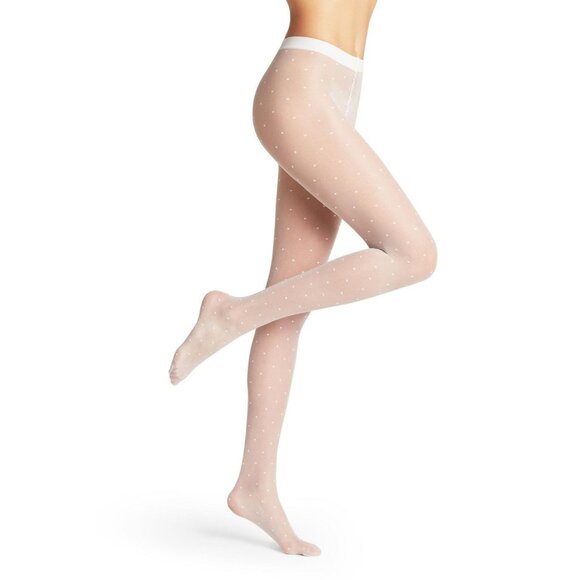 FALKE Dot Tights in White Small New Womens Nylons Pantyhose - Picture 1 of 10